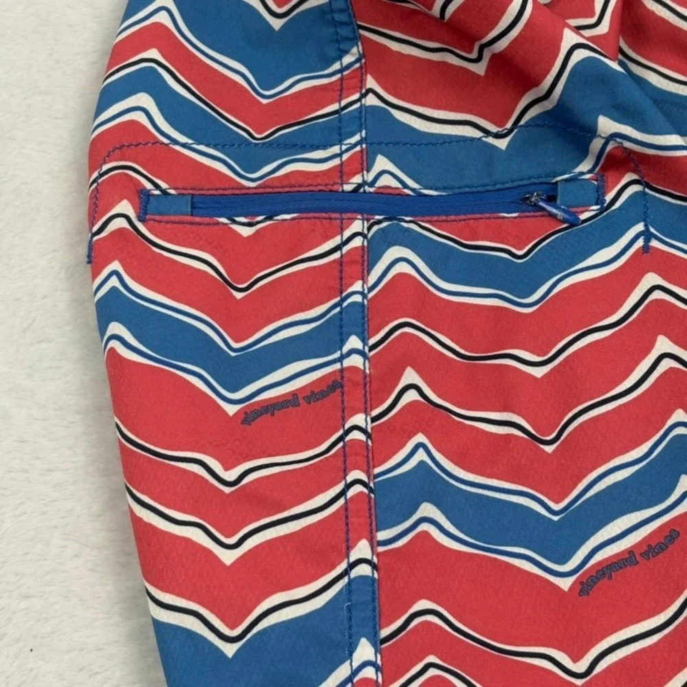 Vineyard Vines Mens 32 Zig‎ Zag Swim Trunks Quick‑Dry Drawstring Casual Beach